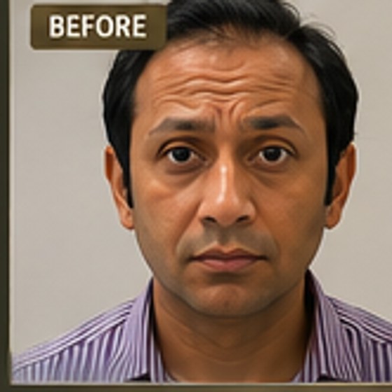 Before Botox for forehead wrinkles at ASN Aesthetics Faisalabad