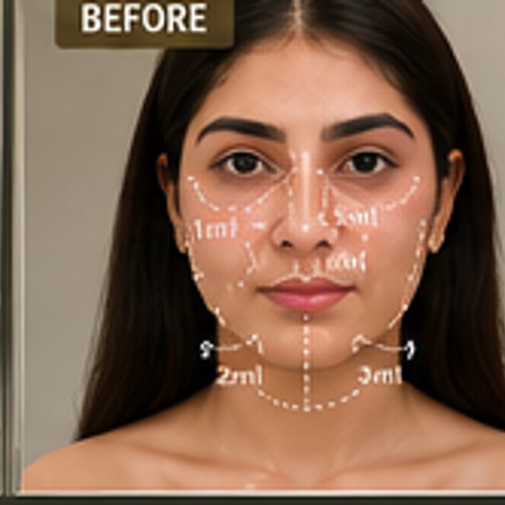 Before full face contouring at ASN Aesthetics Faisalabad