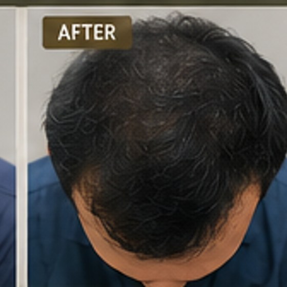 After PRF hair restoration — restored density, real client result at ASN Aesthetics Faisalabad