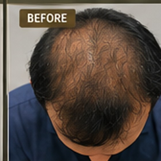 Before PRF hair restoration for thinning hair at ASN Aesthetics Faisalabad