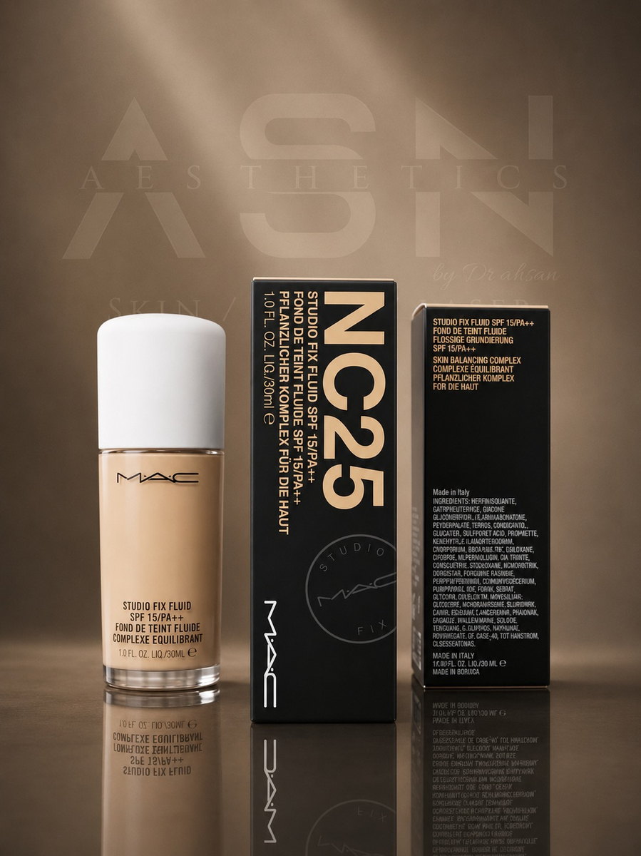 Original MAC, Huda Beauty and Masarrat Misbah foundations at ASN Aesthetics